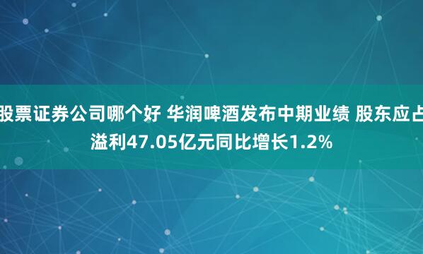 股票证券公司哪个好 华润啤酒发布中期业绩 股东应占溢利47.05亿元同比增长1.2%